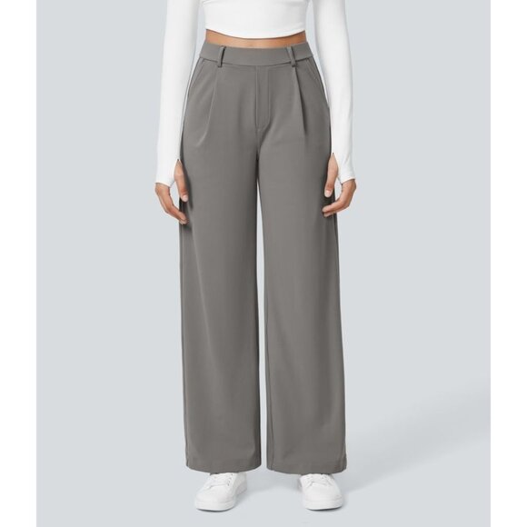 HALARA High Waisted Wide-Leg Pants XS Regular Gray Polyester Elastane - Picture 1 of 10